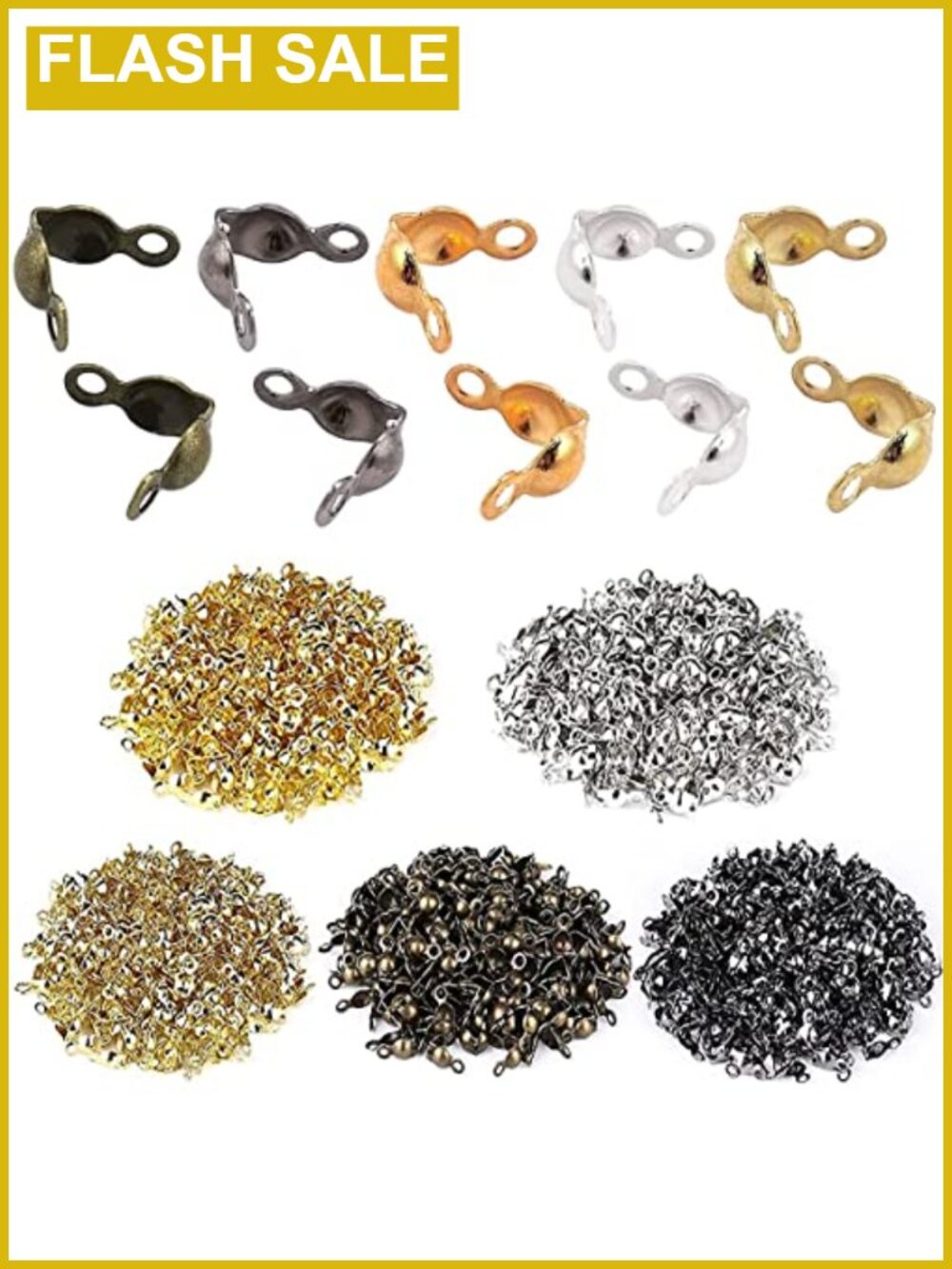 500x Crimp Bead Knot Covers Plated Iron Bracelet Jewelry Making